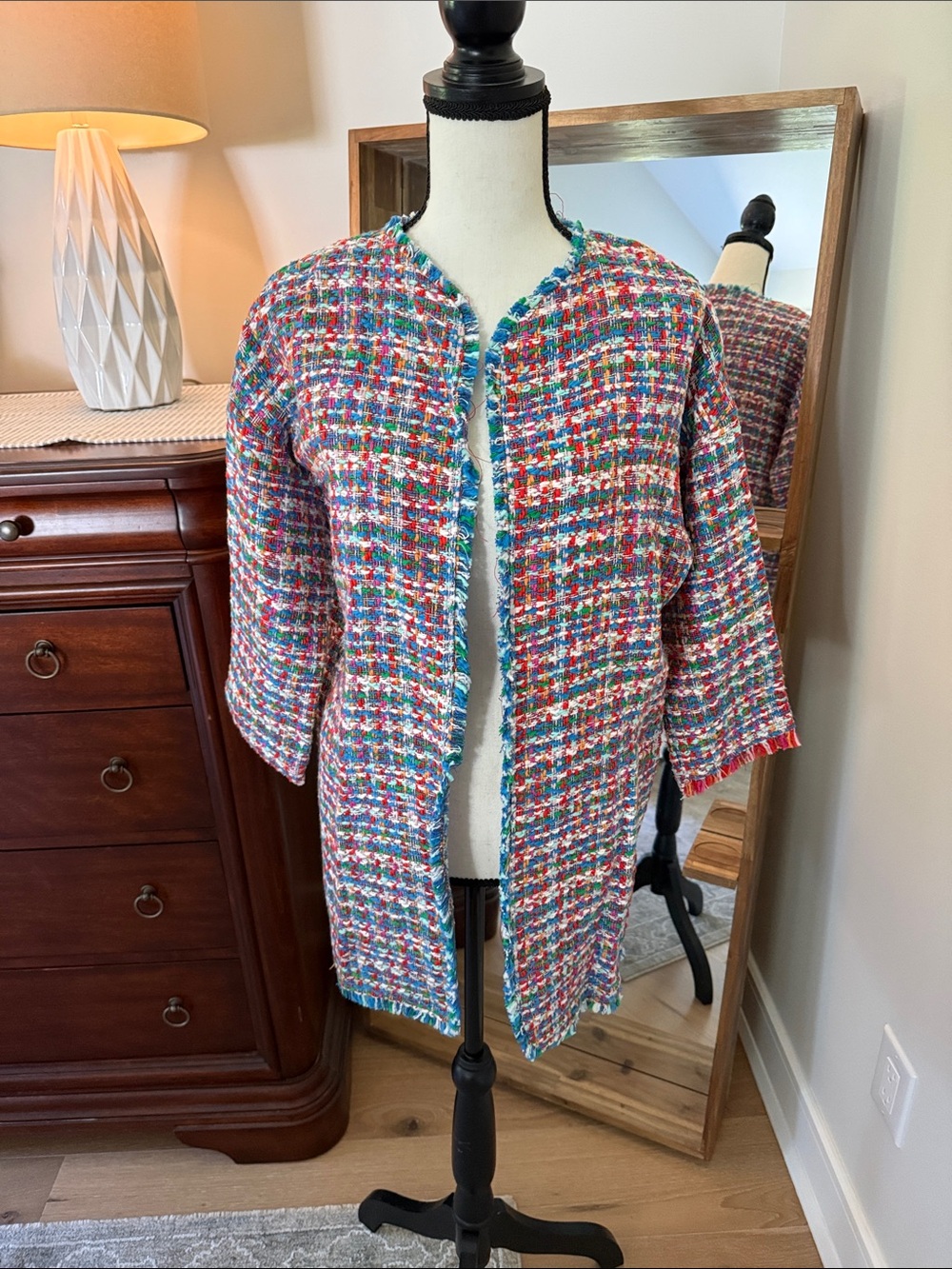 Vilagallo Multicolor Tweed Open-Front Jacket
